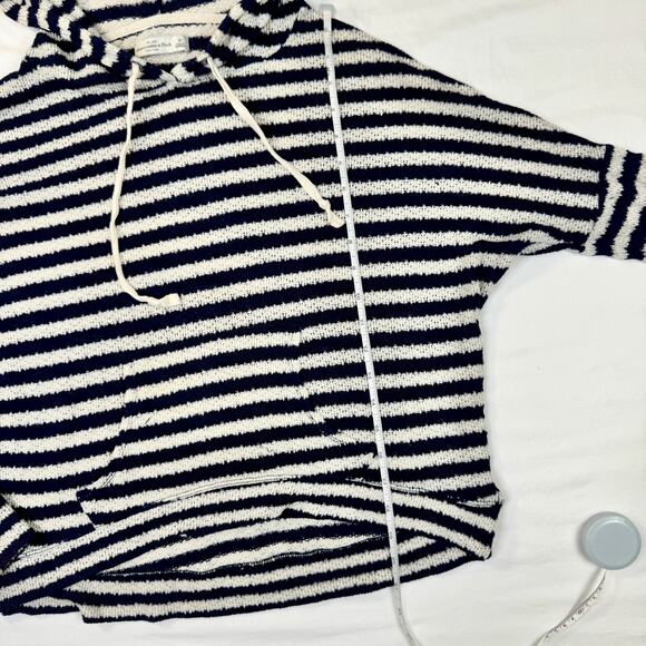 Abercrombie & Fitch Relaxed Striped Hoodie Navy White Women’s Medium Nautical - Picture 4 of 15